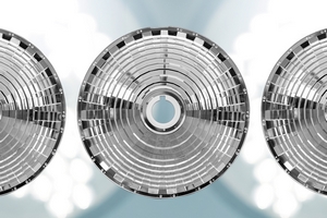 PVD coating on the reflector of an operating theatre lamp.